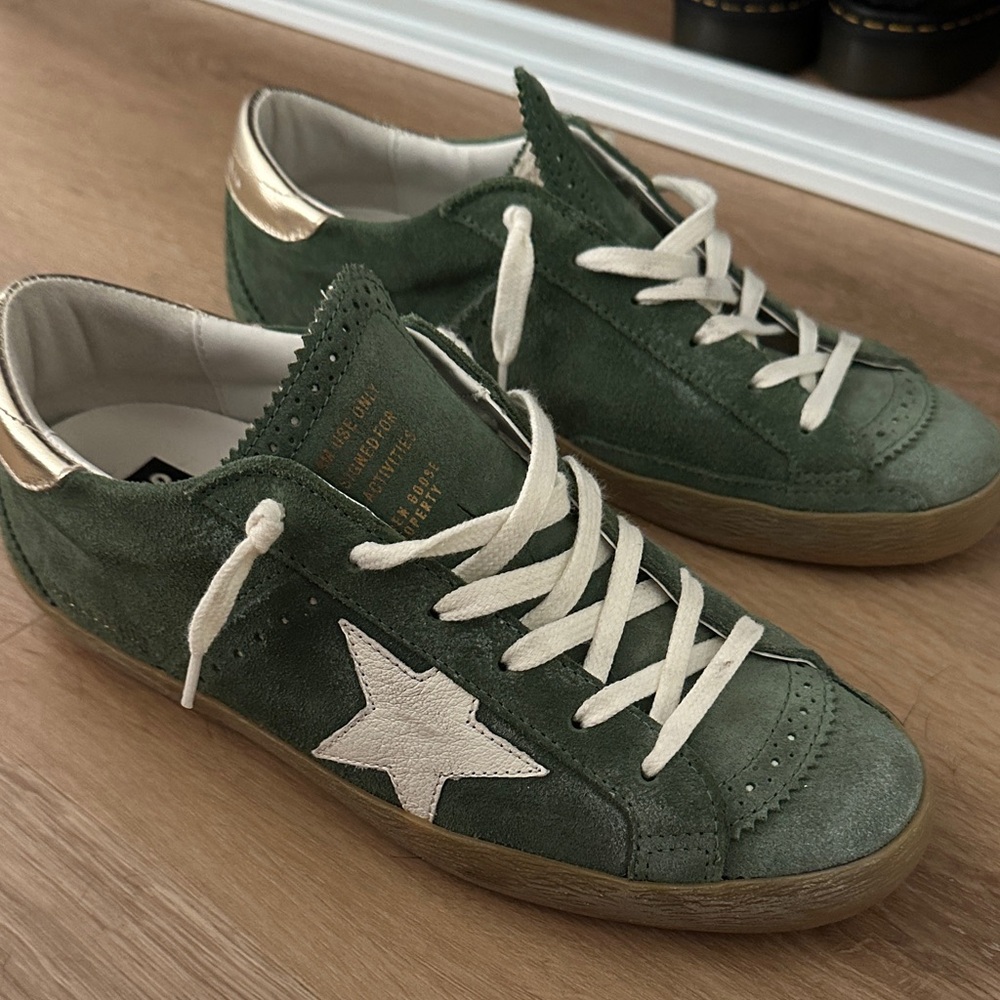 Golden Goose Green and Gold Sneakers - Picture 1 of 4